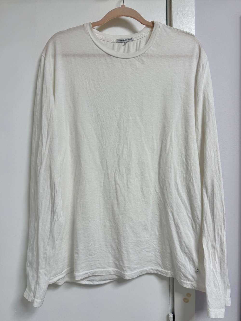 James Perse Mens White Long Sleeve Crewneck Tee size 4